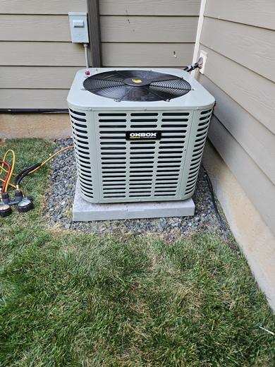 Central AC / heat pump condenser install by MJM